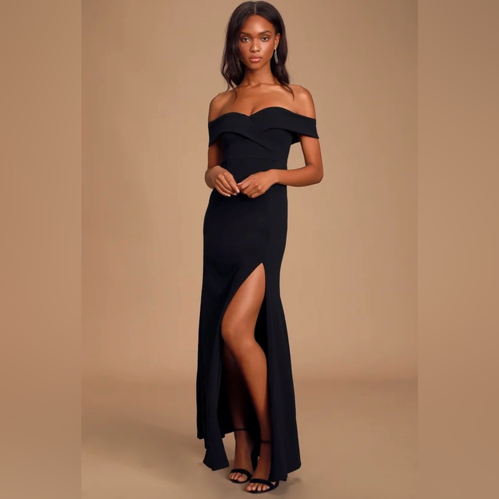 Lulus Song of Love Black Off-the-Shoulder Maxi Dress 🖤